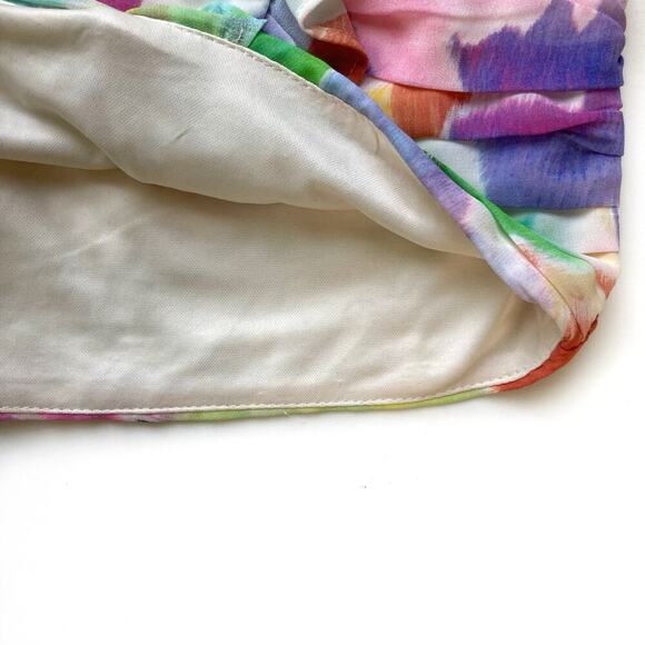 Zara Pastel Watercolor Ruffle Mini Skirt Size M Floral Abstract Painterly Summer - Picture 10 of 16